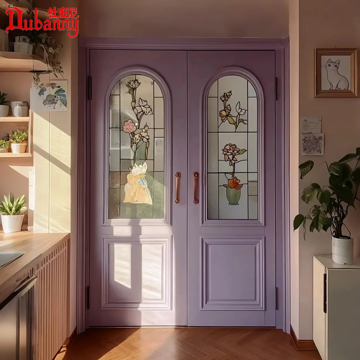 French retro double-open bedroom and living room with American double doors