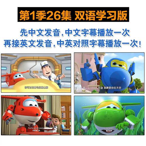 正版超级飞侠1儿童动画片DVD光盘碟片高清英语早教启蒙中英双语版 - 图0