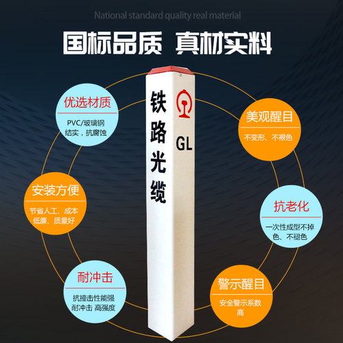 电力警示桩pvc电缆标志桩 玻璃钢光缆燃气供水标示管道地埋标识柱 - 图1