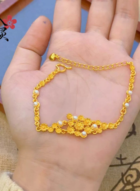 金包银福中禧高级感设计莫奈花园睡莲饰品新中式女莲花手链