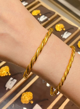 金包银麻花手镯女古法传承镯结婚嫁手串环