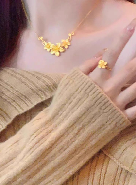 金包银三生花项链幸福花嫁套链繁花似锦链条女款花朵锁骨链