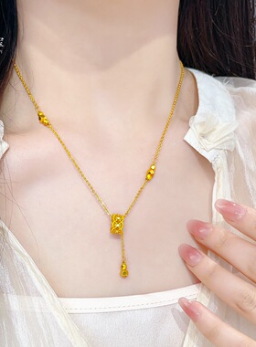 金包银钻花丝千金绸缎项链镂空蕾丝光芒锁骨链气质送女友