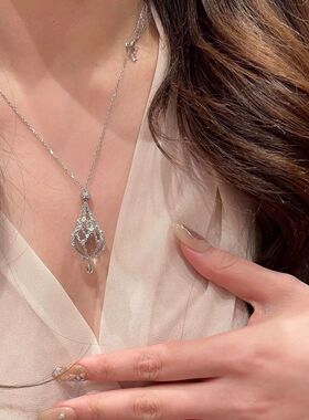 高级感网兜透明珠子项链女轻奢气质锁骨链简约百搭温柔小众感颈链