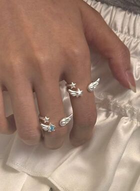 原创设计天使星星翅膀戒指女小众设计感指环轻亚甜酷翅膀配饰