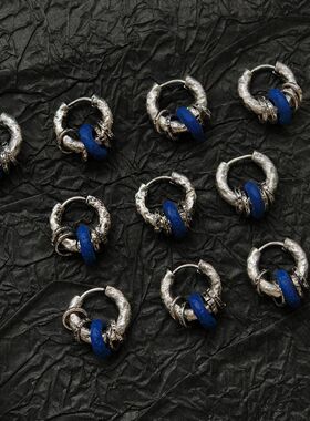 【暗锁流年】中古肌理跑环耳环高级时尚复古清冷时尚耳扣锤纹耳饰