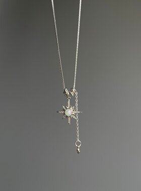 银色八芒星吊坠项链高级感轻奢小众精致锁骨链配饰2026新款爆款