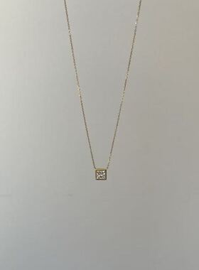 夏天吊带的神!精致小方糖吊坠项链小众设计感简约大气百搭锁骨链