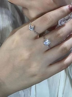 小红书同款超闪锆石保色轻奢可抽拉调节戒指气质轻奢高级感