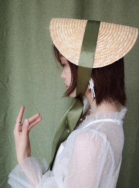 草帽欧洲写真影楼丝带新娘扁帽
