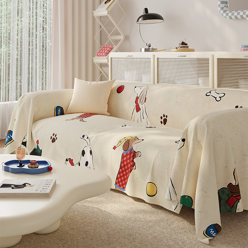 可爱小狗沙发巾盖布盖巾沙发套罩一片式全包盖四季通用防滑防猫抓,淘宝优惠券,粉丝福利购,淘宝优惠卷