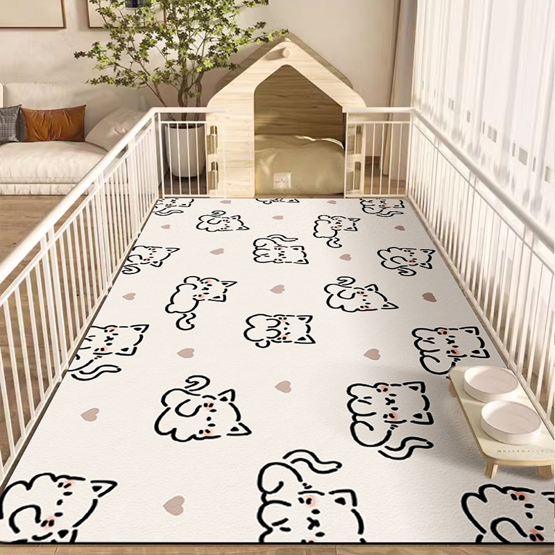 卡通宠物地垫防水防尿pvc养狗专用围栏地毯宠物餐垫子防滑狗笼垫 - 图0