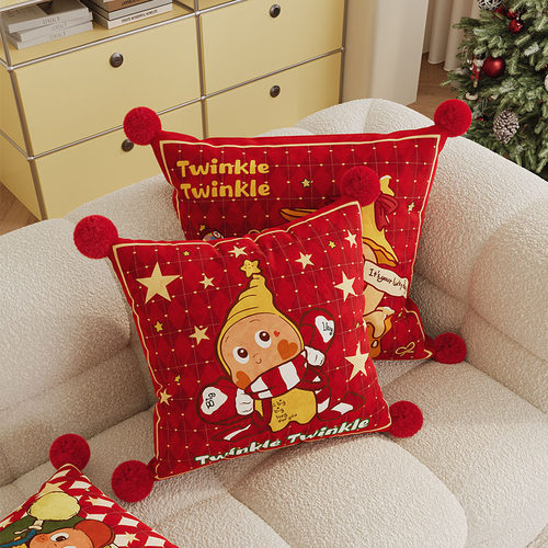 可爱新年抱枕喜庆客厅沙发装饰靠背垫腰枕卧室床头靠枕靠垫含芯 - 图2