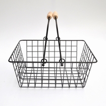 Shopping Basket Carry-on Accessories Shop Cosmetics Shop Bookshop Shopping Basket Metal Shopping Frame Wood Handlebar Cloth Cover Shopping Basket