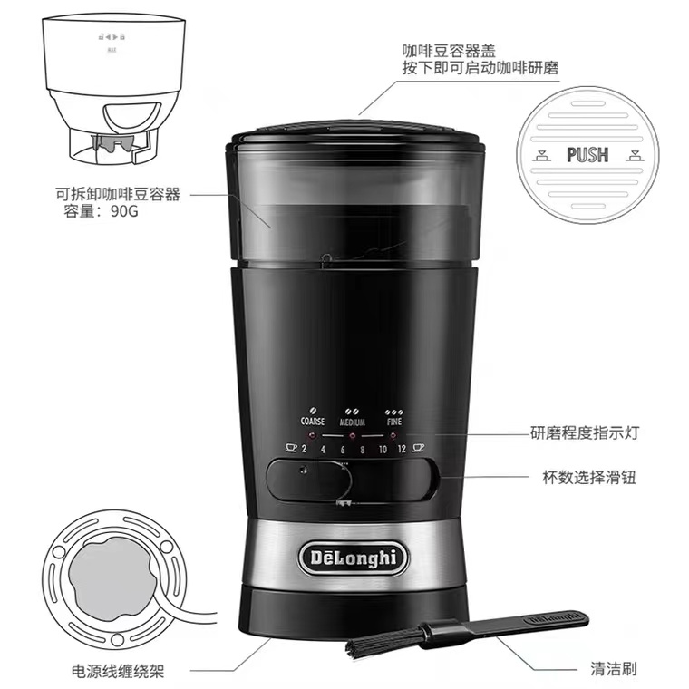 Delonghi/德龙 KG210磨豆机咖啡豆磨粉研磨器家用小型专业商用-图1