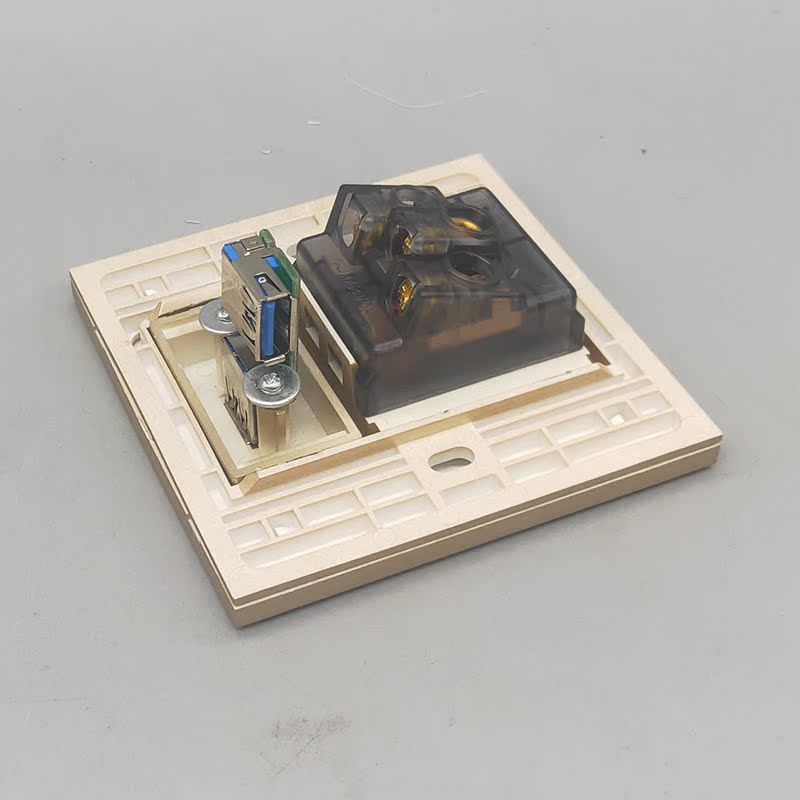 86型香槟金三位3.0USB弯头直插插座10A五孔电源插座面板墙壁开关 - 图2