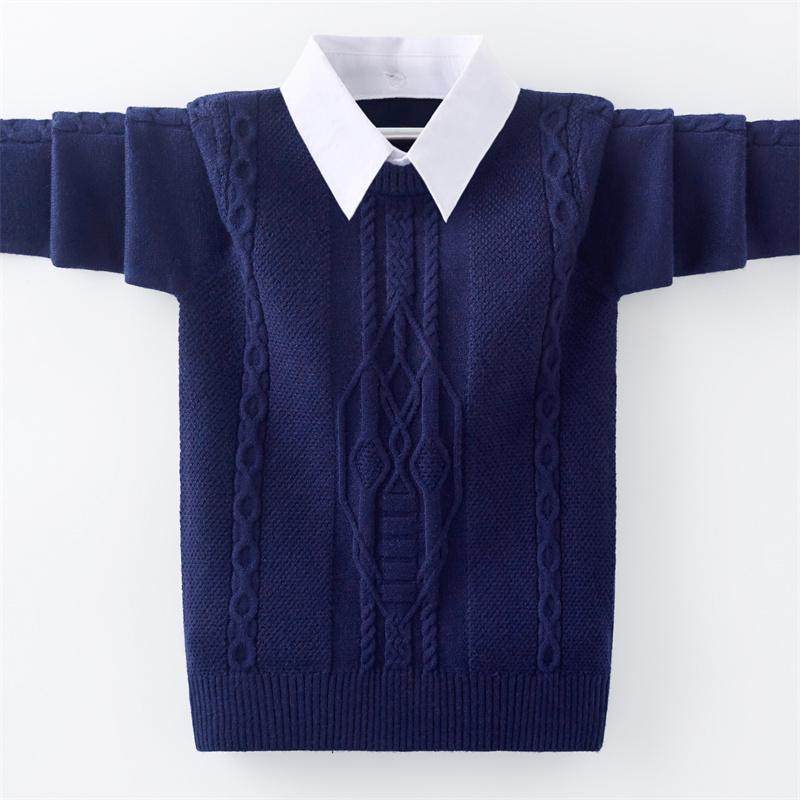 男童毛衣假两件2025秋冬新款加绒加厚儿童针织衫男孩衬衫领打底衫,淘宝优惠券,粉丝福利购,淘宝优惠卷