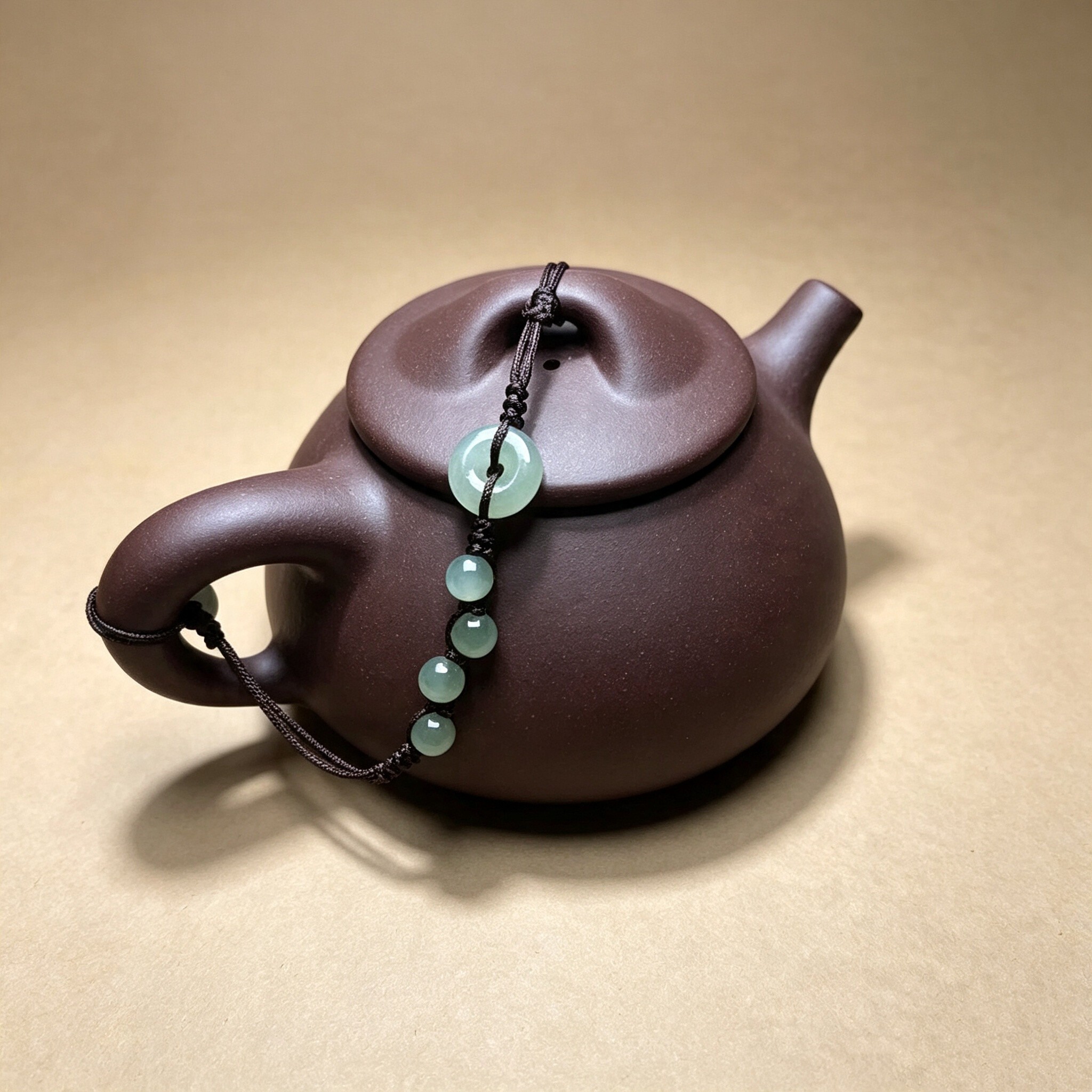 Special anti-fall rope for natural Hetian jade teapot