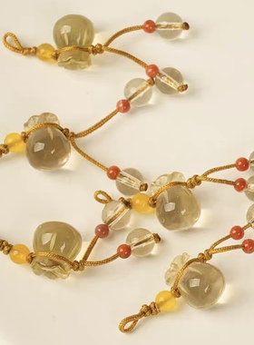 全新黄水晶手串diy配件