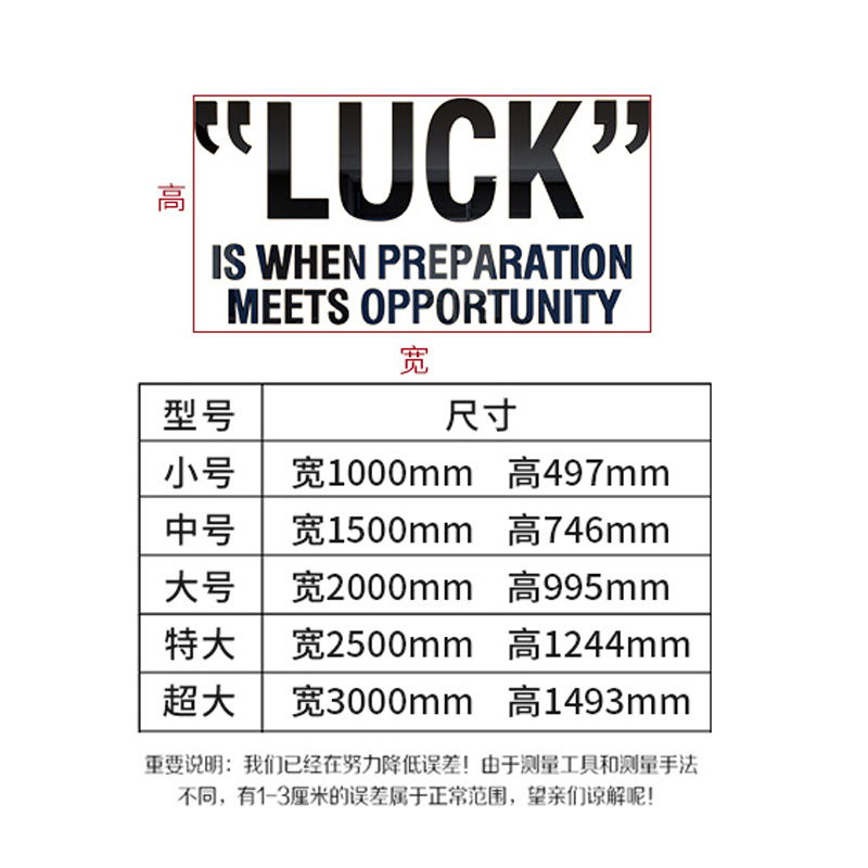 LUCK简约英文字贴纸自粘企业文化墙办公室墙面装饰励志墙贴纸创意-图2