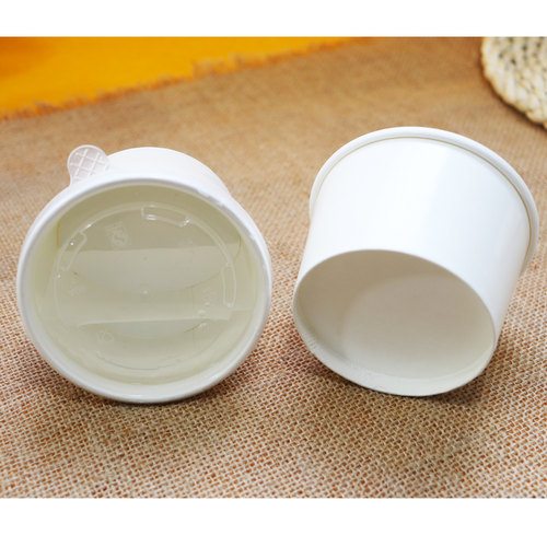 一次性白色牛皮纸碗粥桶带盖外卖打包盒餐盒汤桶汤碗加厚--双淋膜 - 图2