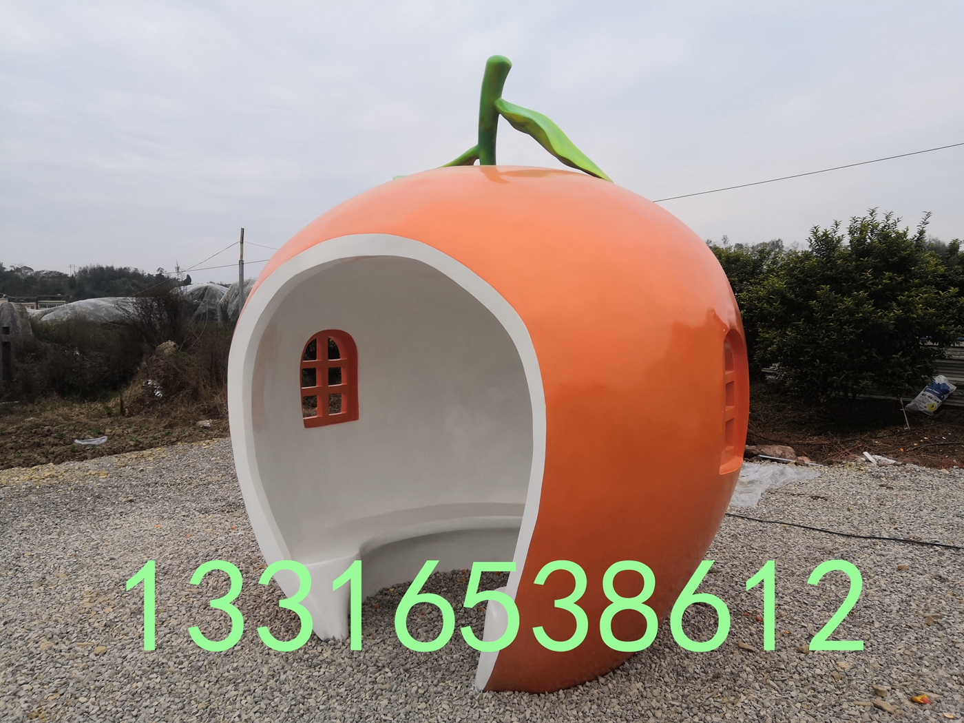 乡村振兴建筑仿真西瓜玻璃钢脐橙子房创意水果屋雕塑定制景观橘子 - 图2