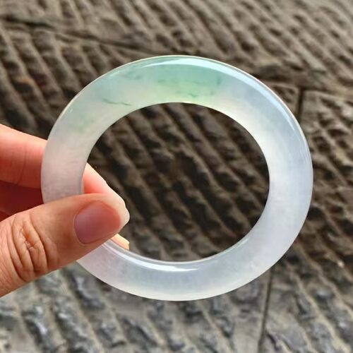 北邺珠宝海外购缅甸纯天然翡翠原石冰种飘晴飘花手镯贵妃镯糯冰种 - 图0