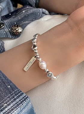 巴洛克纯银珍珠手链女夏季ins风小众轻奢高级感不掉色闺蜜礼物潮
