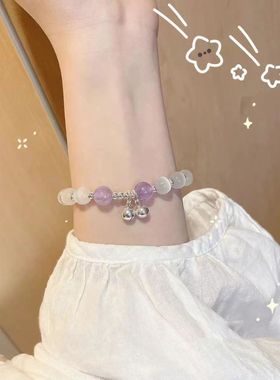 仿猫眼石铃铛手链女in小众设计灰月光手串百搭气质潮学生礼物高级