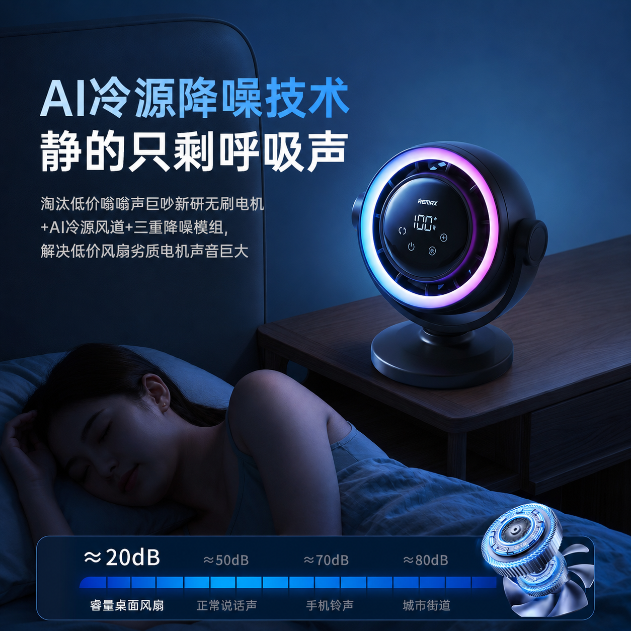 睿量自动摇头USB桌面小风扇迷你便携可充电夹式婴儿车宝宝专用静音办公室学生宿舍教室户外露营床头超长续航