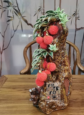 陶瓷工艺品  石湾公仔 荔枝摆件 满堂红 电视柜 玄关