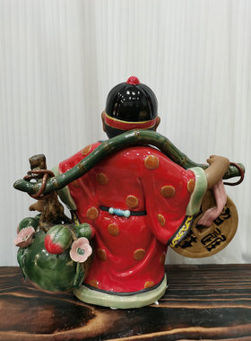 陶瓷石湾公仔招财进宝工艺品