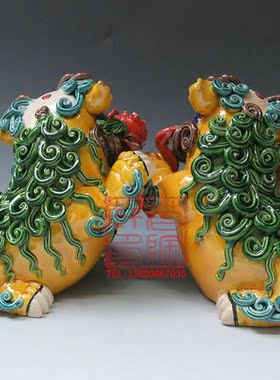 陶瓷工艺品交趾妙笔生花狮子陶瓷
