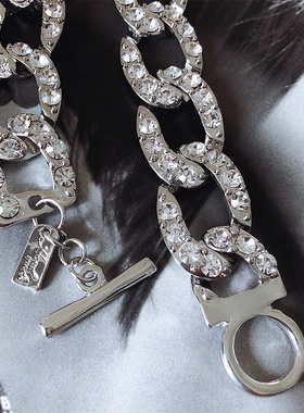 RTZHANG欧美古巴满钻粗链条项链