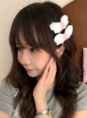 可爱星星毛绒天使翅膀发夹少女前额碎发刘海夹甜美鸭嘴夹发卡头饰