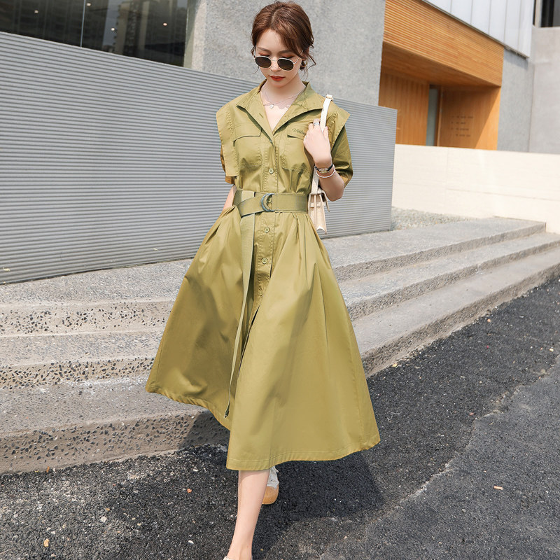 爱莱美依夏季新款时尚收腰风衣裙 爱莱美依服饰连衣裙