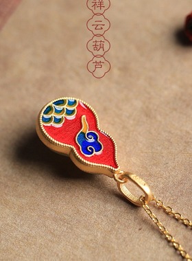 天然和田玉葫芦项链女复古小众轻奢设计中国风时尚经典珐琅锁骨链