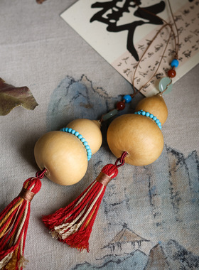 原创设计新中式种植真葫芦挂饰挂件文玩手工编织福禄车挂女男