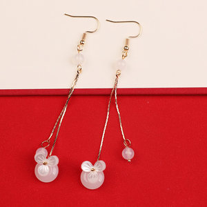 凤仪（饰品）复古风耳坠长款耳饰显脸瘦白色简约步摇耳环宫廷配饰