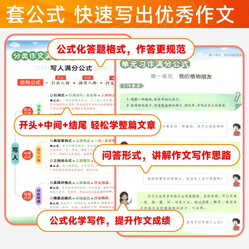 官方正版小橙同学同步作文课三四五六年级下册上册一二年级看图写话人教版晨读晚练语文阅读理解素材积累天天练作文素材专项训练书