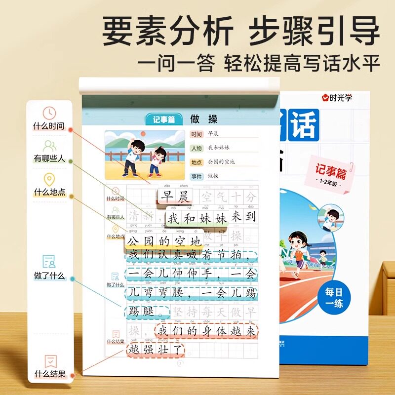 时光学看图写话练字帖小学生一二年级上下册练字帖每日一练范文积累幼小衔接小学语文同步生字抄写本专项训练儿童笔画笔顺临摹练习