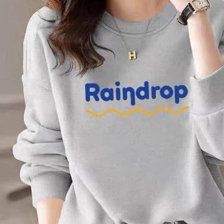 2024年新款小蜜蜂圆领华棉卫衣女装秋冬季款初无帽上衣