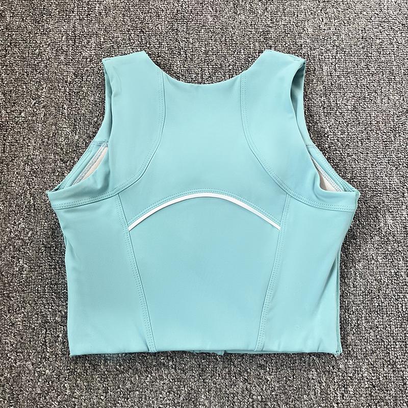 大码收副乳前拉链运动背心女高强度跑步健身训练内衣长款外穿文胸 - 图1