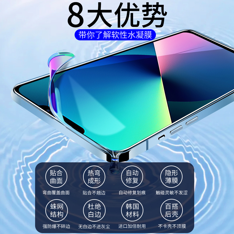 适用iphone13/14钢化膜苹果12promax水凝11手机xsmax全屏12mini全包xr防偷窥屏7/8plus防摔13por贴膜6splus - 图1