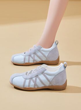 夏季拼色鞋板鞋德训2026潮流时尚新款运动鞋平底单鞋内增高休闲女