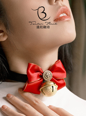 圣诞节平安夜铃铛蝴蝶结锁骨链项圈女牵引