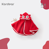 Corathier baby clip cotton cloak baby out for warm cloak windproof shawl red New Years New Years wear