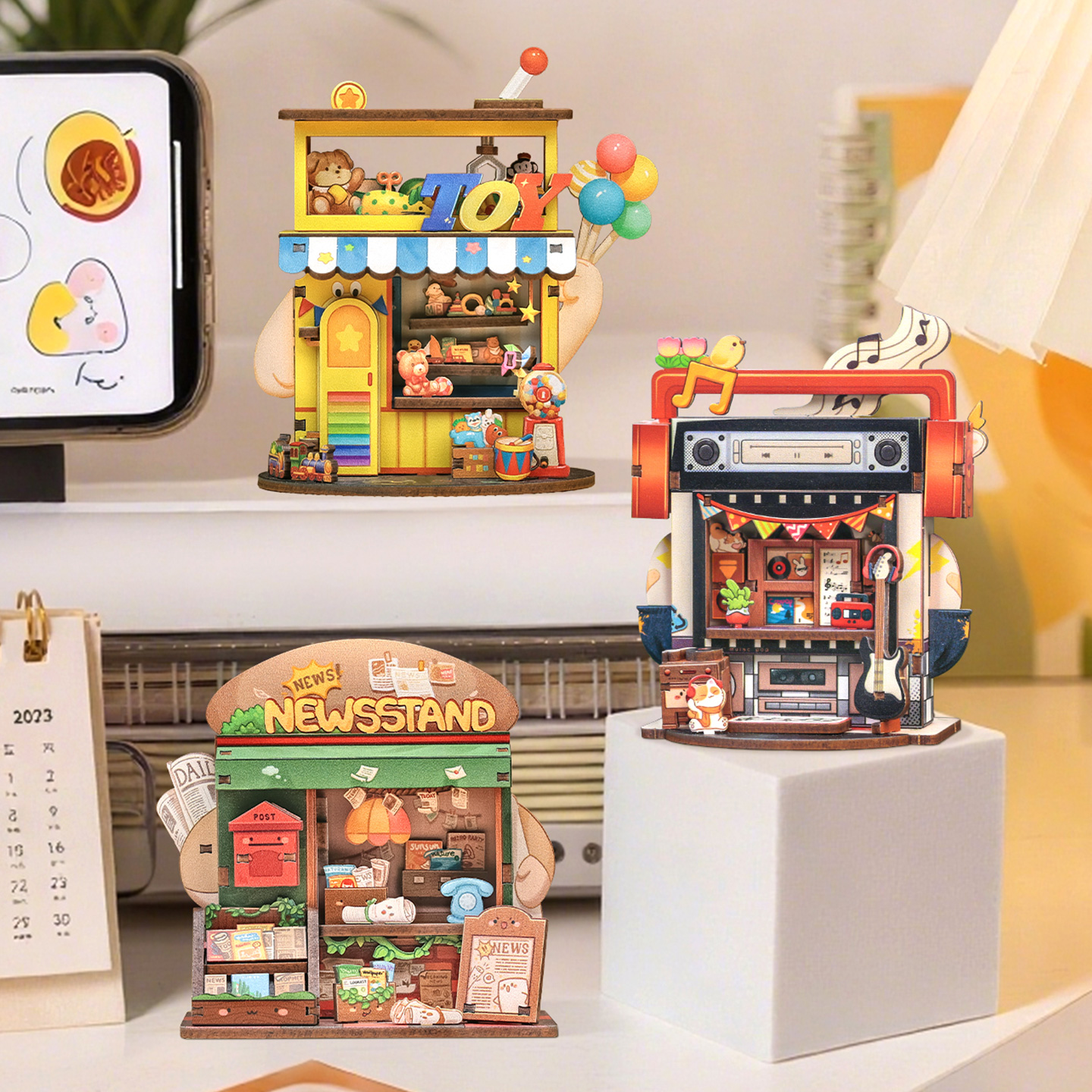 CuteBee匣语街角diy小屋迷你小房子积木拼图创意模型摆件生日礼物 - 图0