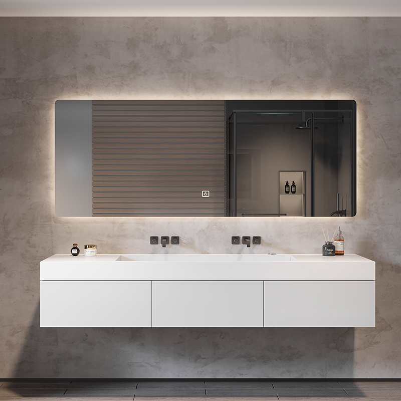 【高端设计师定制】岩板一体盆台面卫生间洗手盆洗脸池浴室柜组合 - 图2