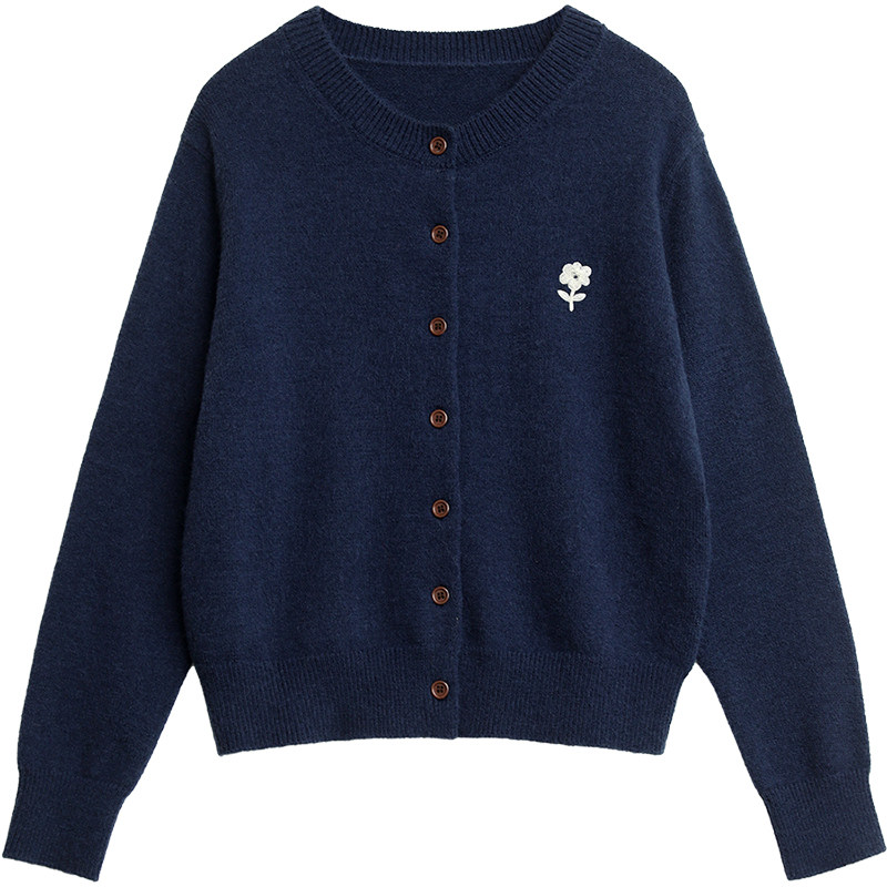 CV大码女装 初冬新款趣味小花刺绣针织开衫外套长袖毛针织衫保暖,淘宝优惠券,粉丝福利购,淘宝优惠卷